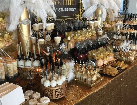 Great Gatsby  / Birthday "Tamia and Terrence's Great Gatsby 16th Birthday " | Catch My Party  https://www.djpeter.co.za Festa Rock Roll, Great Gatsby Party Decorations, Benefit Ideas, 90 Birthday, Prohibition Party, Gatsby Birthday Party, Gatsby Party Decorations, Speakeasy Party, Great Gatsby Themed Party