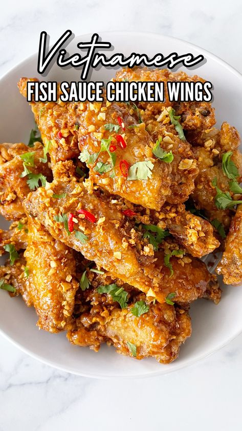 Chicken Wings Fish Sauce, Vietnamese Wings Recipe, Vietnamese Fried Chicken Wings, Chicken Wing Recipes Asian, Fish Wings Recipe, Vietnamese Fish Sauce Chicken Wings, Vietnamese Crispy Chicken, Cambodian Chicken Wings, Laos Chicken Wings