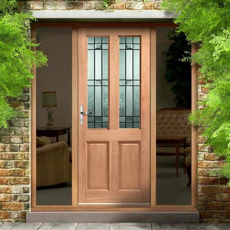 Walnut Front Door, Etched Glass Front Door, Internal Decoration, External Wooden Doors, Front Door Ideas, Door Types, Garage Conversion, Timber Door, External Doors