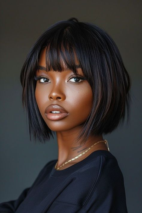 Bob Haircuts, Thick Hair, Short Hair, Bangs, Hairstyles, For Women, Hair, Black