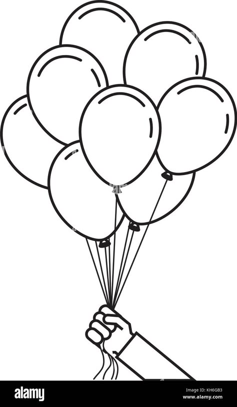 Balloon Coloring Pages Ballon Coloring Page, Bunch Of Balloons Drawing, Balloon Coloring Pages, Balloons Drawing, Hanging Balloons, Coloring Pages For Teenagers, Balloon Illustration, Outline Images, Hand Lines