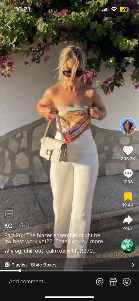 A coastal/vacation outfit White Linen Pants Outfit Summer, Linen Pants Outfit Summer, White Flowy Pants, Scarf Top Outfit, White Linen Pants Outfit, Cream Linen Pants, White Flowy Top, Linen Pants Outfit, Staff Party