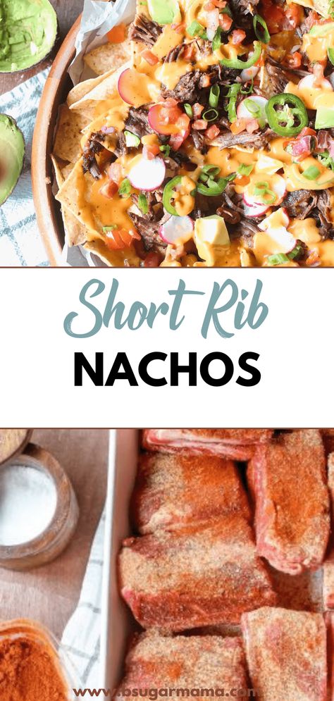 Short Rib Nachos, Ribs Recipes, Make Taco Seasoning, Nacho Toppings, Chicory Recipe, Blackstone Recipes, Chipped Beef, Rib Meat, Nachos Beef