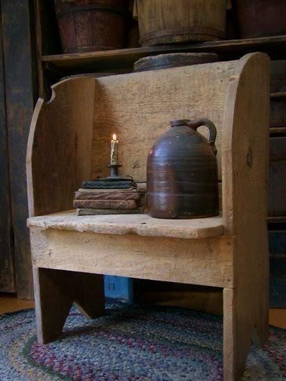 Primitive Bench, Old Benches, Primitive Homes, Prim Decor, Primitive Furniture, Colonial Decor, Primitive Antiques, Primitive Decorating Country, Primitive Home