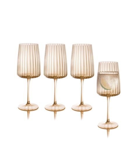 in stock Trending Wine Glasses, Amber Drinking Glasses, Ribbed Wine Glasses, Fun Shot Glasses, Vintage Glassware Wedding, Coup Glasses, Vintage Glass Cups, Portugal House, Cute Wine Glasses