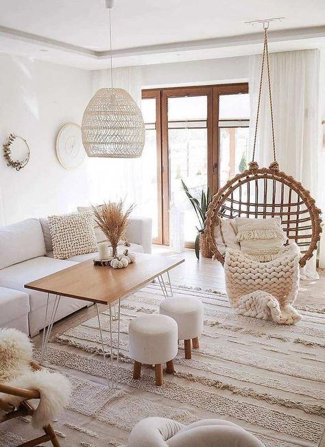 White Scandinavian Living Room, وابي سابي, Interior Vintage, Living Room Scandinavian, Scandinavian Living, White Rooms, Design Del Prodotto, Boho Living, Decor Minimalist