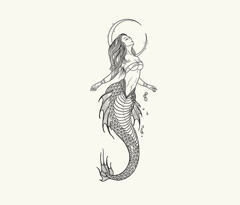 Siren Back Tattoo, Diving Mermaid Tattoo, Mermaid Tattoo Designs Sketches, Mermaid Tattoo Minimalist, Fine Line Mermaid Tattoo, Holiday Tattoo, Underarm Tattoo, Siren Tattoo, Cute Thigh Tattoos