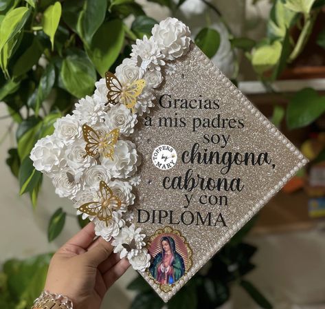 Grad Cap Ideas Speech Pathology, Immigrant Cap Decoration, Grad Caps Spanish, Grad Caps In Spanish, Grad Cap Ideas Spanish, Graduation Cap Designs In Spanish, Graduation Cap Designs Spanish, Chicano Graduation Cap, Spanish Graduation Cap Ideas