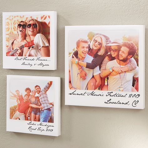 20x20 Polaroid Style Personalized Canvas Prints Gallery Wall Template, Gallery Wall Design, Photo Walls, Personalization Mall, Gallery Wall Layout, Photo Collage Gift, Personalized Canvas Print, Create Canvas, Instant Photos