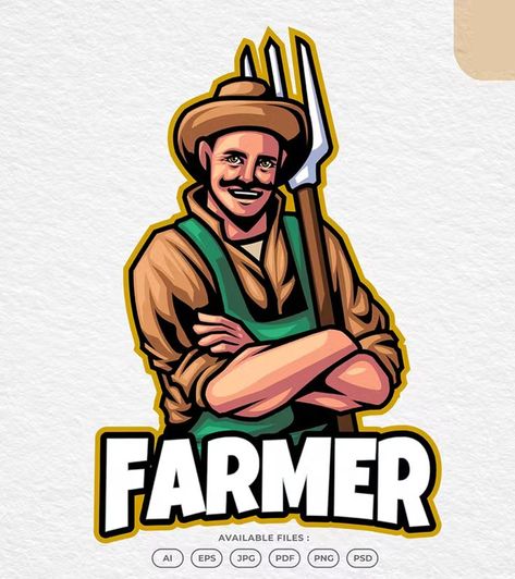 Farmer Logo Template AI, EPS, PSD Farmers Logo Design, Farmer Logo Design, Farmer Logo, Brand Template, Graphic Design University, Graphic Design 101, Learn Design, Logo Feminine, Logo Mascot