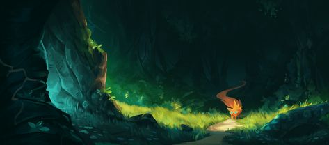 ArtStation - Painting A Rich Forest, Matt Sanz Walking In Forest, School Moodboard, Illustration Forest, Inspiring Illustration, Digital Painting Techniques, Fantasy Background, Environment Art, Forest Illustration, Forest Cat