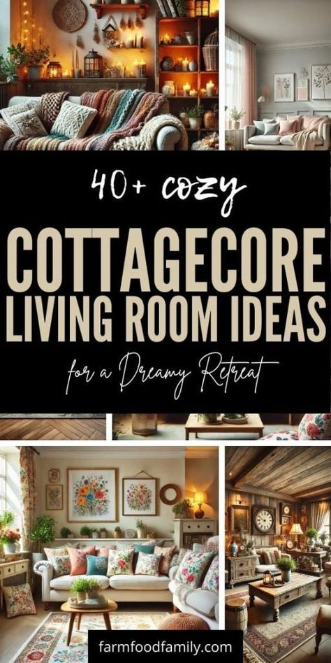 20+ Cozy Cottagecore Living Room Ideas for a Dreamy Retreat 86 Cottagecore Green Living Room, Cottage Core Lounge Room, Beautiful Cottage Homes Interiors, Making A Living Room Cozy, Whimsical Cottage Living Room, Cosy Natural Living Room, Garden Inspired Living Room, Cottagecore Farmhouse Living Room, Small Lounge Ideas Cosy