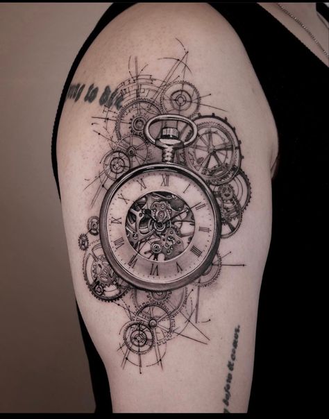 Cookoo Clock Tattoo, Watch Gears Tattoo, Timepiece Tattoo, Concept Tattoo, Gear Tattoo, Face Gear, Twin Tattoos, Tattoo Catalog, Watch Tattoo