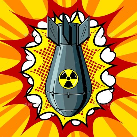 Nuclear Atomic Bomb Pop Art Style Vector Nuclear Explosion Art, Pop Art Logo, Nuclear Art, Atomic Art, Atomic Energy, Illustration Pop Art, Retro Vector Illustration, Arte Nerd, Arte Doodle