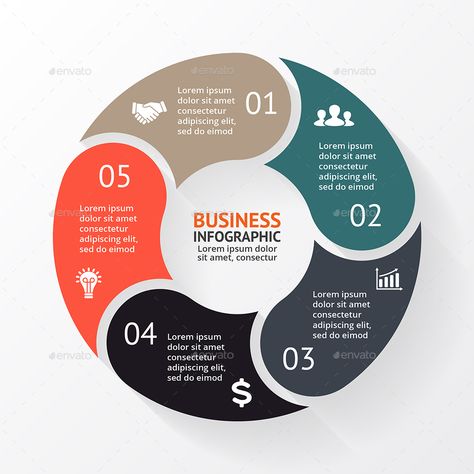 5 Steps Infographics. Vol.1 Circle Diagram, Circle Infographic, Infographic Presentation, Process Infographic, Diagram Chart, Vector Infographic, Timeline Infographic, Steps Design, Presentation Slides Templates