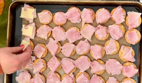 A Party Favorite: Ham and Cheese Ritz Cracker Sandwich Recipe - Meals With Maria Ritz Cracker Ham And Cheese Sliders, Ritz Cracker Sandwich, Ritz Cracker Sandwiches, Cracker Sandwiches, Ham And Swiss, Ritz Cracker, Deli Ham, Pepper Jack Cheese, Ritz Crackers