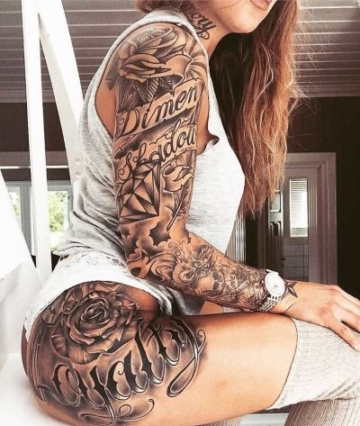 Cute Thigh Tattoos, Woman With Tattoos, Gangsta Tattoos, Hand Tattoos For Girls, Chicano Tattoos, Hip Tattoos Women, Tattoed Women, Inspiration For Women, Geniale Tattoos