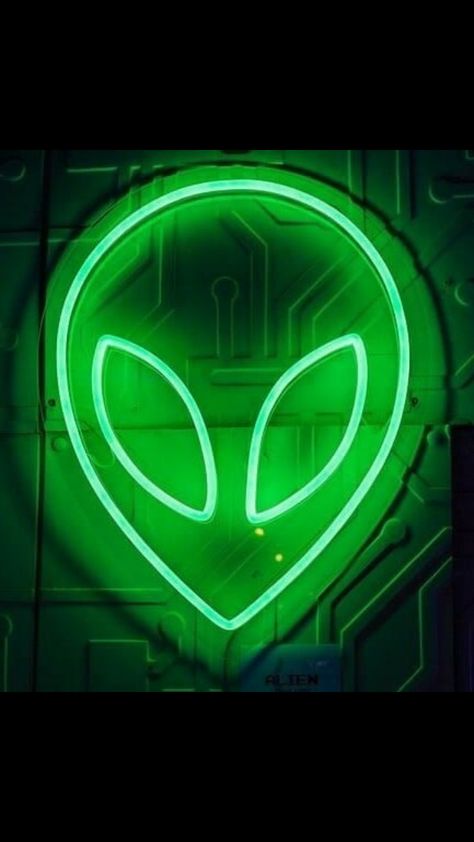 Green Alien 👽 💚 Neon Green Aesthetic, Alien Aesthetic, Alien Head, Bedroom Wall Collage, Green Pictures, Dark Green Aesthetic, Green Neon, Rainbow Aesthetic, Neon Aesthetic