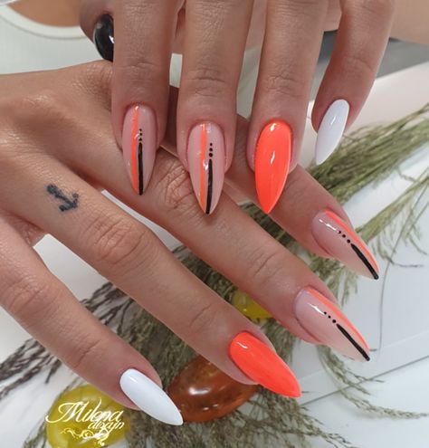 Miami Nails Ideas Almond, Coffin And Stiletto Nails Mixed, Shiny Nails Designs, Unghie Sfumate, Wow Nails, Fancy Nails Designs, Stylish Nails Designs, Almond Nails Designs, Acrylic Nails Coffin Short