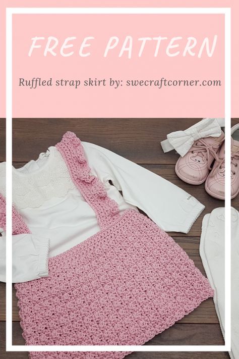 Crochet Pinafore, Toddler Crochet, Detailed Crochet, Crochet Wearables, Baby Dress Pattern, Crochet Baby Dress Pattern, Strap Skirt, Crochet Toddler, Crochet Skirts