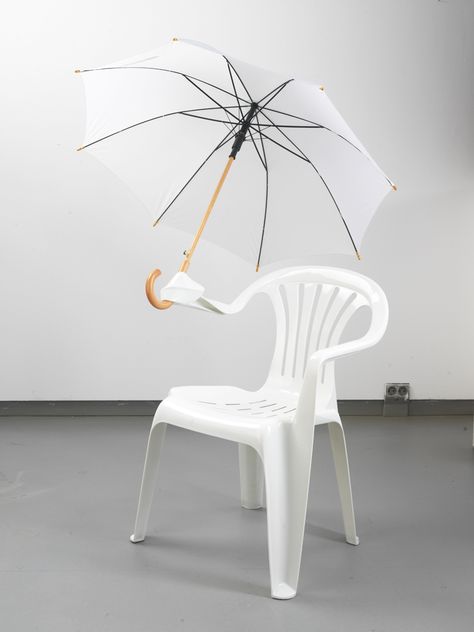 the waterproof garden chair, 2012, transformed polypropylene chair with umbrella