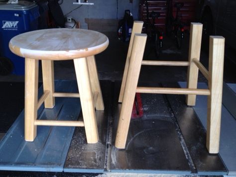 Bar Stool Makeover, Ikea Stool, Diy Bar Stools, Stool Makeover, Bed At Night, Wooden Bar Stools, Diy Plant Stand, Small Stool, Upcycle Decor