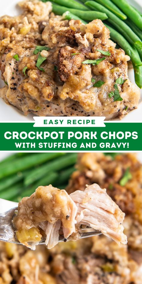 Pork Chops Stuffing Crock Pot, Slow Cooker Stuffed Pork Chops, Crock Pot Pork Chops And Stuffing, Pork Chops And Stuffing In The Crock Pot, Stuffed Pork Chops In Crockpot, Pork Chop And Stuffing Recipes, Crockpot Pork Chops And Stuffing, Baked Pork Chops With Stuffing, Pork Chops With Stuffing