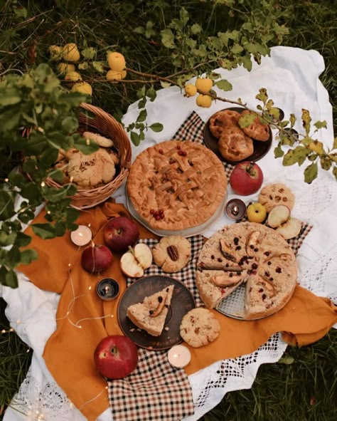 Romantic Picnic Food, Autumn Tale, Autumn Picnic, Cottagecore Picnic, Alice In Wonderland Tea Party Birthday, Fall Picnic, Girl Sleepover, Apple Pie Recipe, Cottage Aesthetic