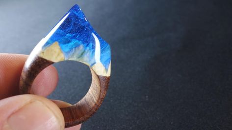 Ice Ring, Different Types Of Wood, The North Pole, Wood Rings, Hello Friend, North Pole, Ice Blue, Resin Jewelry, Resin Art