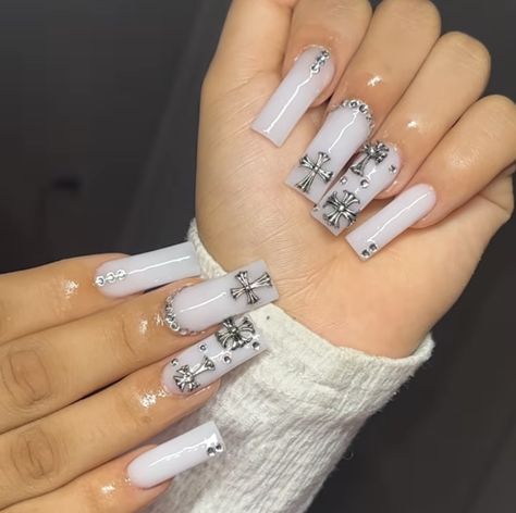 Acrylics With Initial, Baddies Nails, Blue Acrylics, Long French Nails, Acrylic Nails Ideas, Diy Acrylic Nails, Colored Acrylic Nails, Girly Acrylic Nails, Short Square Acrylic Nails