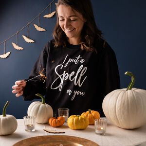 Halloween Fancy Dress, Clothes & Jumpers | notonthehighstreet.com Halloween Jumper, Witch Halloween Costume, Halloween Long Sleeve, Black Jumper, Custom Displays, Halloween Fancy Dress, 30 Gifts, Halloween Tshirts, Halloween Gifts