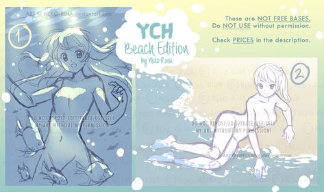 YCH Beach Edition [CLOSED] by Neko-Rina Poses Manga, Beach Drawing, Drawing Body Poses, Body Base Drawing, Poses References, Art Base, 영감을 주는 캐릭터, Art Poses, Anime Poses Reference