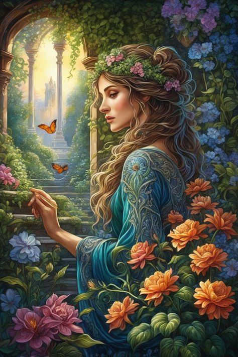 Art by Dan Mumford Josephine Wall Overgrown blooming flowe... by jgmlive - Playground Dan Mumford, Josephine Wall, Angel Warrior, Bridal Diamond Jewellery, Create Art, Image Generator, Diamond Jewellery, Diamond Art, Social Media Posts