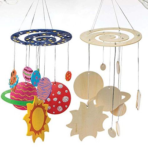 Solar System Mobile, Space Crafts For Kids, Solar System Model, Wooden Mobile, Solar System Crafts, Mobile Art, Craft Kits For Kids, Sistema Solar, Themed Crafts