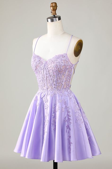 Purple Dama Dresses Quinceanera, Bat Mitzvah Dress Purple, Lavender Chambelanes Outfits, Purple Birthday Dress, Birthdays Dress, Vestido Color Lila, Purple Hoco Dresses, Cocktail Dress Purple, Homecoming 2024