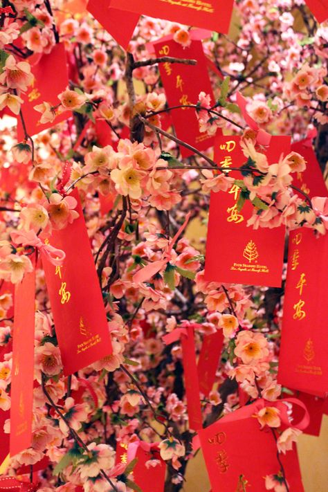 As is Chinese tradition, in celebration of the Lunar New Year, we have placed a Wishing Tree in the Lobby at Four Seasons Hotel Los Angeles at Beverly Hills. Lunar New Year Celebration, Asian Wallpaper, Hotel Los Angeles, 2024 Goals, Cultural Art, Los Angeles Hotels, Chinese New Year Decorations, Wishing Tree, Birthday Flower