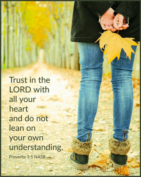 Proverbs 3:5 NASB … Trust in the LORD with all your heart And do not lean on your own understanding. 

#GodIsFaithful #JesusIsLord #Forgiveness #JesusIsTheWayTheTruthAndTheLife 
#ThereIsSalvationInNoOther #FollowJesus #LiveForHim #HeIsRisen #Grace #Truth #Faith #Hope #Love #Joy #Prayer #Mercy  #Purpose #Peace #GoodNews #BibleQuotes Trust In The Lord, Proverbs 3, Lean On, I Know The Plans, Follow Jesus, Jesus Is Lord, Faith Hope Love, Hope Love, Faith Hope