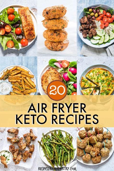 20 KETO AIR FRYER RECIPES Keto Air Fryer Recipes, Quick Keto Meals, Keto Air Fryer, Keto Appetizers, Paleo Cookbook, Air Fryer Healthy, Keto Meal Prep, Air Fryer Recipes Easy, Air Fryer Recipes Healthy