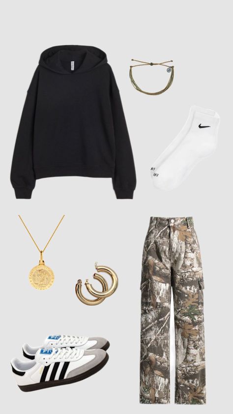 Camo Crewneck Outfit, Sports Team Outfits, Camo Outfits Aesthetic, Camo Sweatpants Outfit, Camo Sweater Outfit, Outfits For The Mall, Camo Sweatshirt Outfit, Outfit Inspo Collage, Dressing Up Outfits