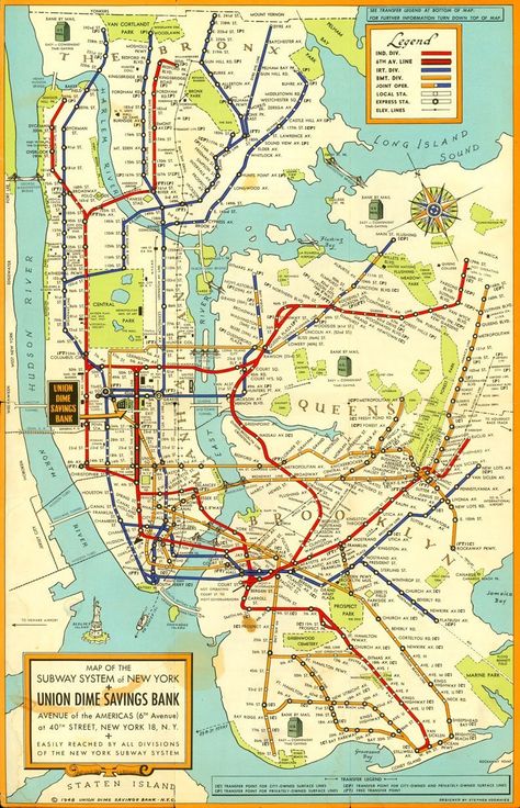 Amazon.com: 1948 New York City Subway Map Mta Manhattan Brooklyn Art Deco Vintage - Various Sizes Reprint: Posters & Prints Map Of New York City, Nyc Subway Map, Maps Aesthetic, Ny Subway, Subway System, Nyc Map, New York City Subway, System Map, New York City Map