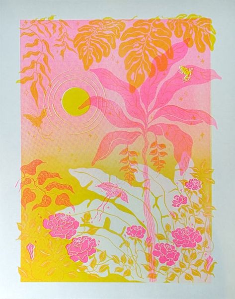 Prints – Page 4 – Sonny's House Riso Print, Bright Art, Risograph Print, Yellow Painting, Pink And Yellow, Graphic Design Illustration, Artist Inspiration, Colorful Art, Collage Art