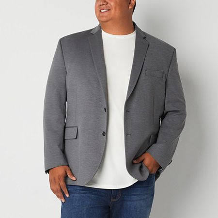 Add a layer of tailoring into your wardrobe with this men's big and tall J. Ferrar single-breasted sport coat. It's made from woven stretch-cotton with notch lapels, multiple pockets, and a back vent. Wear it with a t-shirt and jeans or a button-down and suit pants.Front Style: Single BreastedFeatures: Stretch Fabric, LinedClosure Type: ButtonFit: Regular FitPockets: 1 Chest Slip Pocket, 1 Inside Button Pocket, 2 Front Flap Pockets, 1 Inside Slip PocketSleeve Length: Long SleeveFiber Content: 55 Gray Sports Coat Outfit Men, Sports Coat Outfit Men, Fat Men Style, Coat Outfit Men, Sport Coat Outfit, Plus Size Male, Plus Zise, Chubby Men, Healthy Man