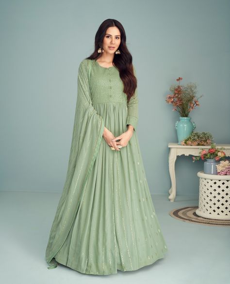 Anarkali Tops, Pakistani Wear, Sonam Bajwa, Georgette Anarkali Suits, Suits Pakistani, Green Anarkali, Georgette Anarkali, Anarkali Lehenga, Pista Green