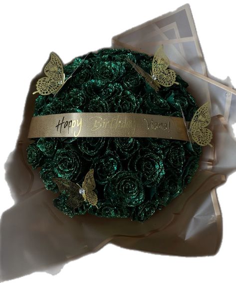 Glitter bouquet made by @sweets.by.lela Glitter Bouquet, Green Glitter, Emerald Green, Emerald, Glitter, Collage, Green, Pins