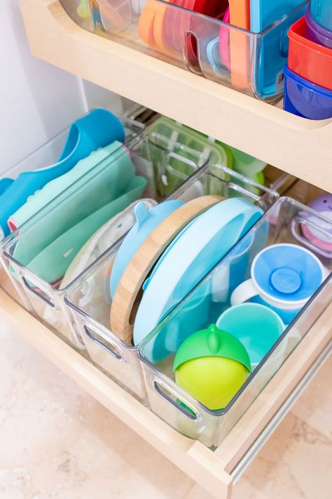 How To: Make Space For Baby In The Kitchen - Blame it on Mei | Miami Mom Blogger Mei Jorge Kids Kitchen Drawer Organization, Kids Cabinet Organization, Toddler Dishes Organization, Baby Kitchen Storage, Toddler Organization Room, Baby Dishes Organization, Kitchen Organization Baby Stuff, Toddler Cup Organization, Kids Dishes Organization