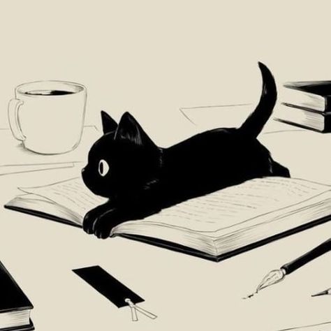 Cats and books. Cats And Books, A Black Cat, A Black, Black Cat, Pen, Coffee, Books, Black, Instagram