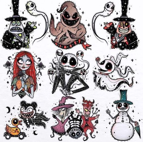 Jack Skellington Tattoo, Tim Burton Tattoo, Nightmare Before Christmas Characters, Nightmare Before Christmas Drawings, Nightmare Before Christmas Tattoo, Christmas Tattoo, Tim Burton Art, Sally Nightmare Before Christmas, Kawaii Tattoo