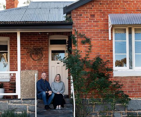 A red brick cottage renovation in Gunning, NSW Brick Cottage Exterior, Brick Bungalow Exterior, Clinker Brick House, Red Brick Cottage, Art Deco Cottage, Red Brick House Exterior, Red Brick Exteriors, Brick Farmhouse, Brick Porch