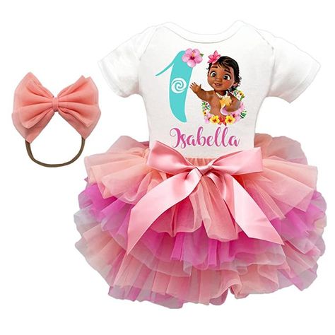 Princess Birthday Outfit, Moana Birthday Outfit, Best Kids Costumes, First Birthday Tutu, First Birthday Outfit Girl, Hawaii Outfits, Birthday Tutu Outfit, Moana Birthday, Girls Sundress