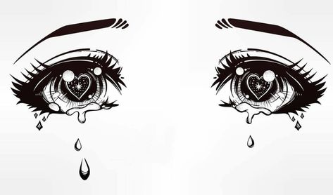 Eye Tattoo Anime, Manga Eyes Aesthetic, Ojos Anime Tattoo, Anime Heart Eyes, Mata Manga, Crying Eyes, Tipografi 3d, How To Draw Anime Eyes, Drawing Eyes